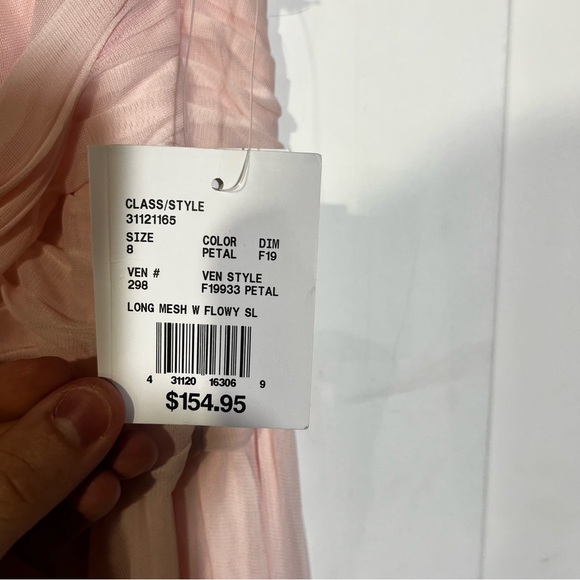 David’s Bridal Flutter Sleeve Cris Cross Mesh Dress Petal Pink Flowy Size 8 NWT - Picture 10 of 16